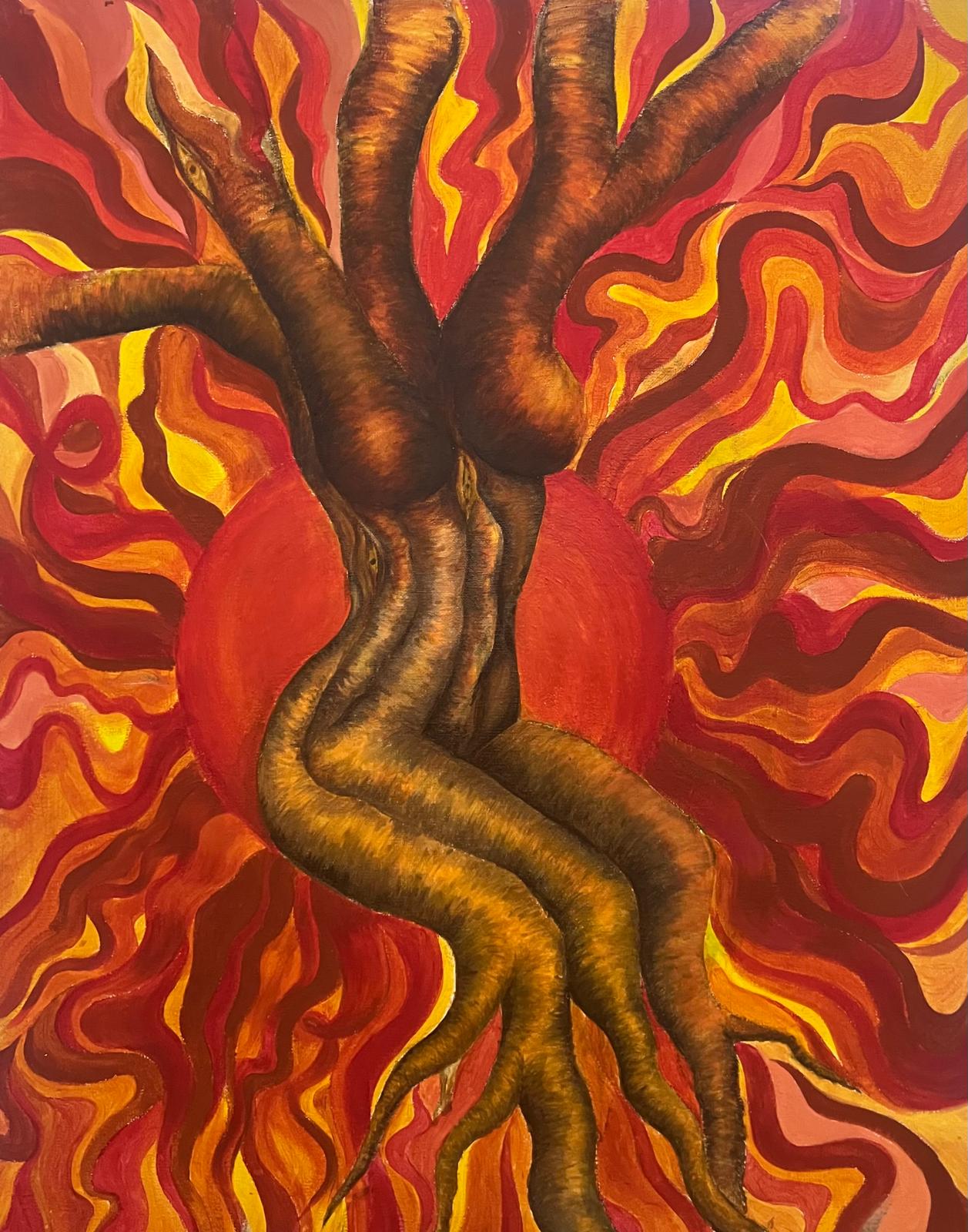 Rooted in Orange, original wall art by Anna-Sophia